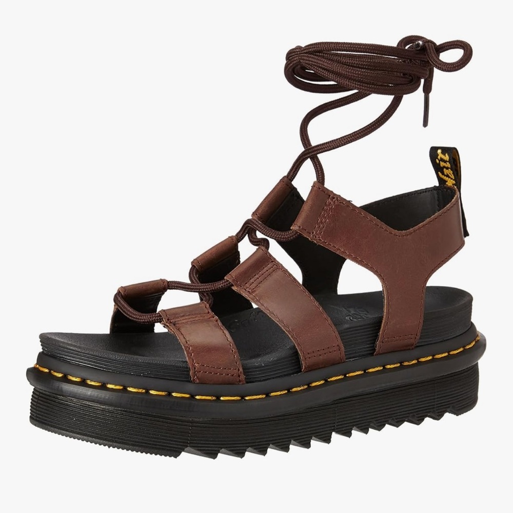 Dr. Martens Brown Leather Platform Sandals -8
